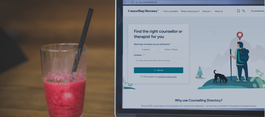 Laptop open at the counselling directory because a young person has read about how to choose the right counsellor for you